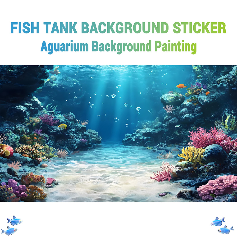 Aquarium Fish Rainbow - Regenboog koraalrif, achtergrondafbeelding voor aquarium, sticker