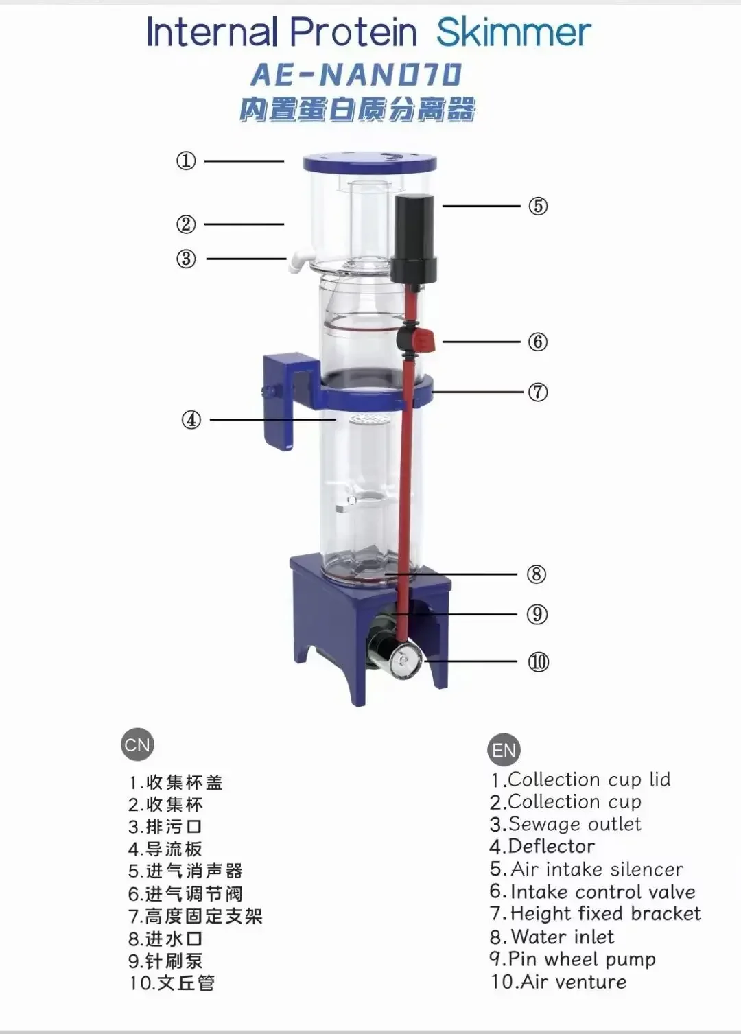 110-240V Aqua Excel Nano 40D 5 - Protein Skimmer Reef recensie en prijs