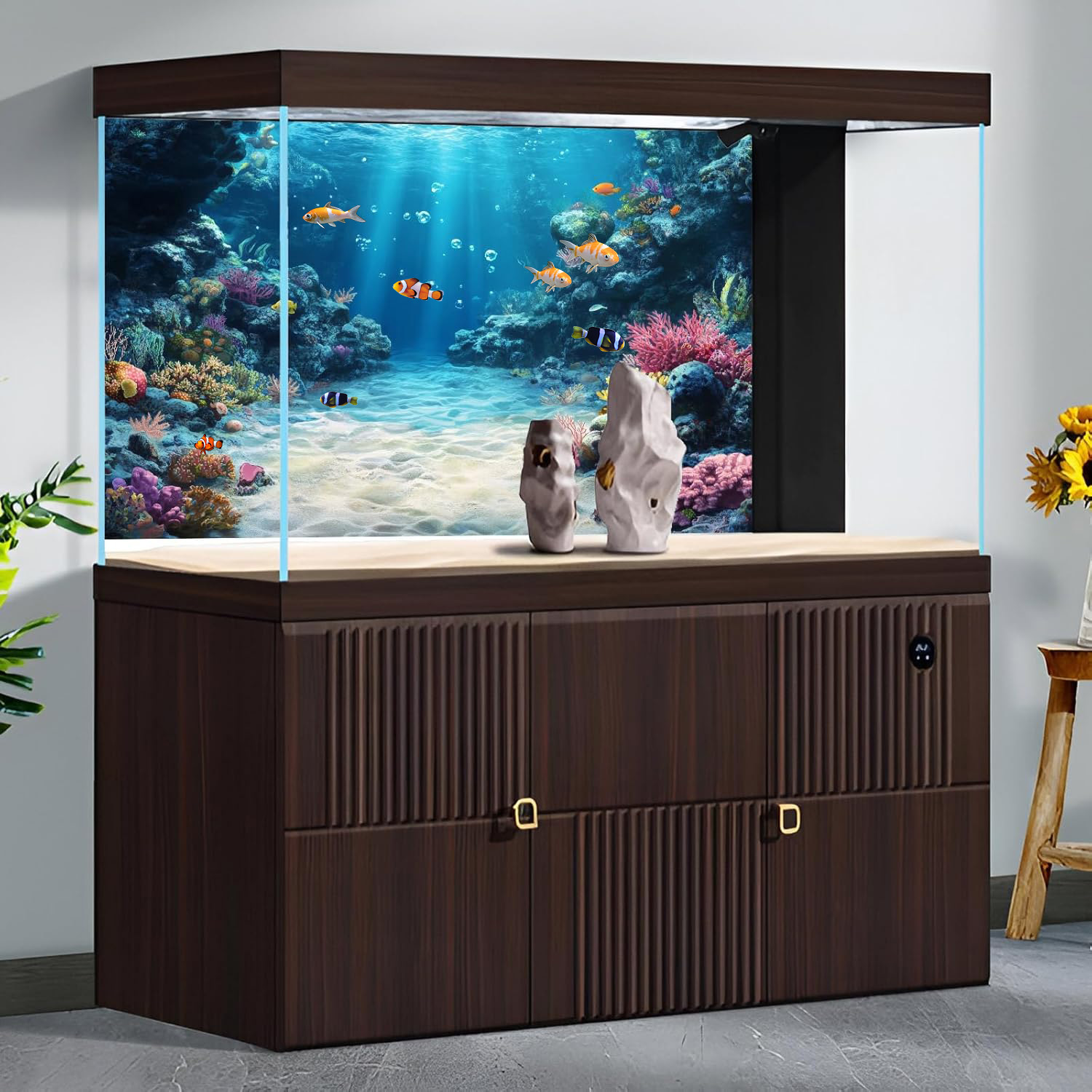Regenboog koraalrif, achtergro - Aquarium Fish Rainbow recensie en prijs